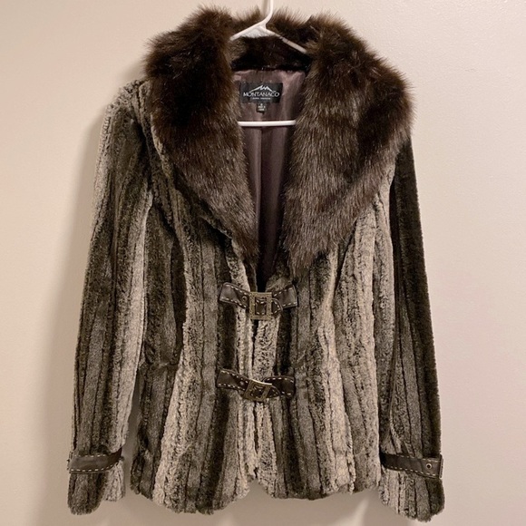MontanaCo brown minky faux fur jacket